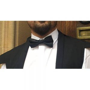 Pre-Tied Satin Black Bow Tie