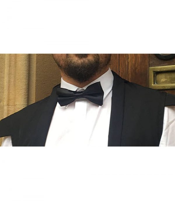 Pre-Tied Satin Black Bow Tie